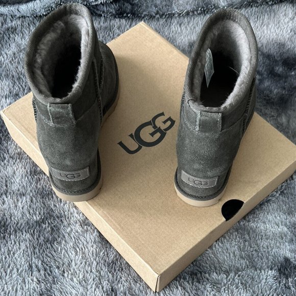 UGG Women’s Slate Classic Femme Mini Wedge Boots Suede Wool Slate 5 36 - Picture 9 of 9